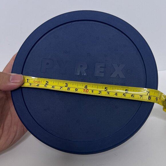 Pyrex 7203 Round Glass 7-Cup Food Storage Bowl with 7402-PC Dark Blue Lid Cover - Picture 4 of 5